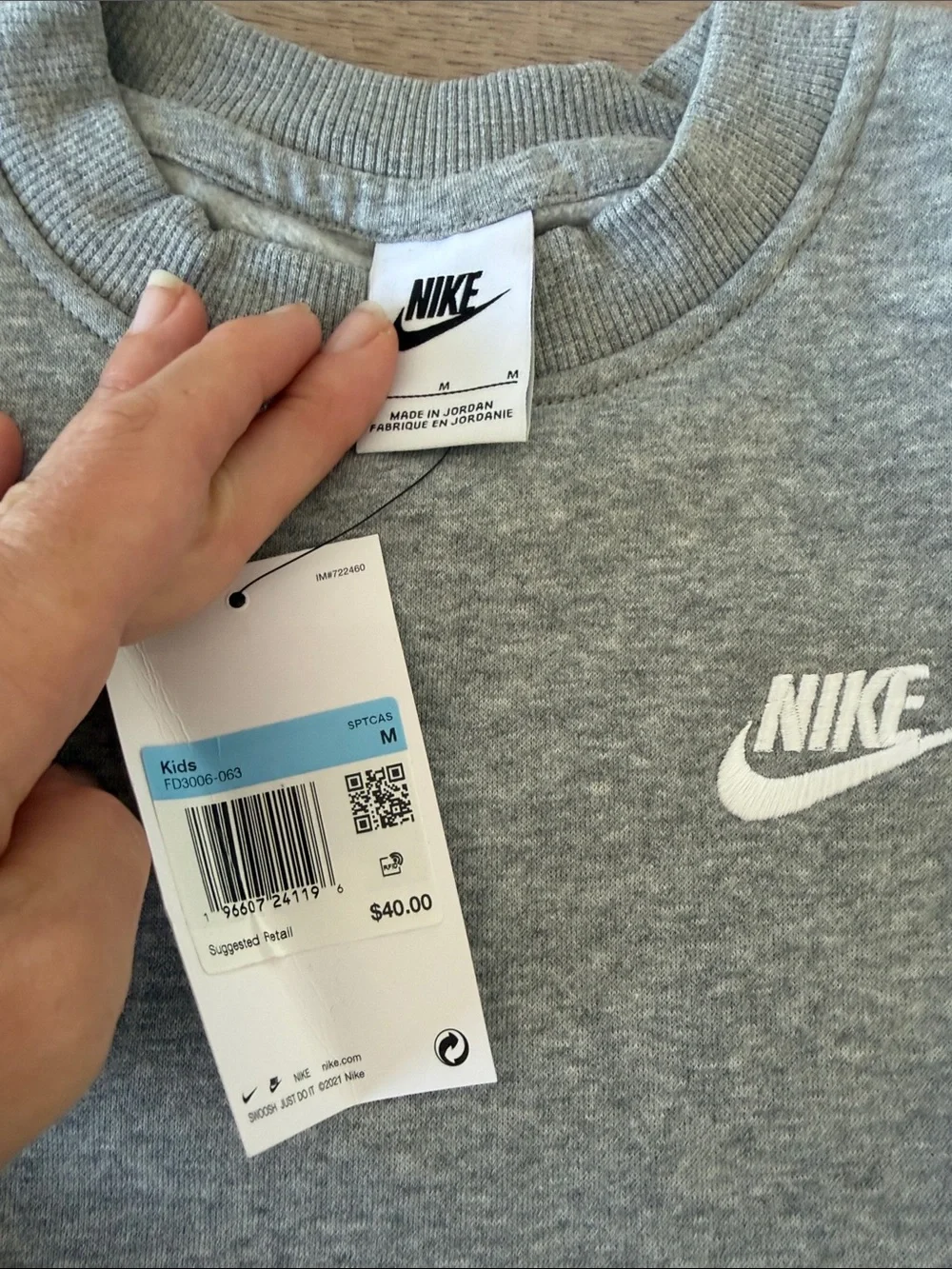 Nike Gray Crewneck Sweatshirt with White Logo